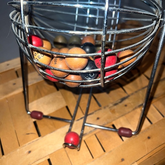 Pottery Barn Metal Bingo Cage with Wooden Handle - Picture 3 of 5